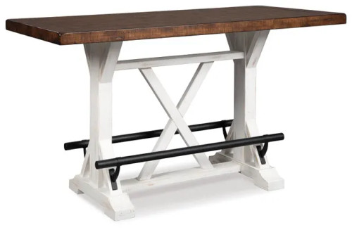 Ashley Valebeck White Brown Counter Height Dining Table and 4 Barstools