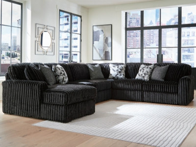 Ashley Midnight-Madness Onyx 6-Piece Sectional with Chaise