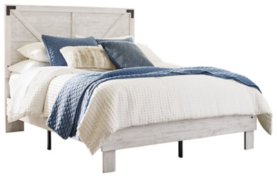 Ashley Shawburn White Dark Charcoal Gray Queen Platform Bed with Dresser and 2 Nightstands