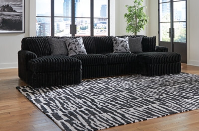Ashley Midnight-Madness Onyx 4-Piece Sectional with Chaise 98103