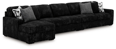 Ashley Midnight-Madness Onyx 3-Piece Sectional with Chaise 98103