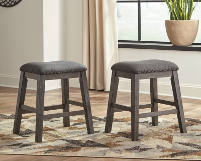 Ashley Caitbrook Gray Counter Height Upholstered Bar Stool (Set of 2)