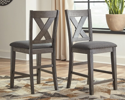 Ashley Caitbrook Gray Counter Height Upholstered Barstools (Set of 2)