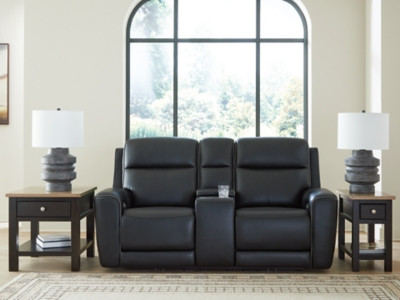 Ashley 5Z-Relaxation Onyx Power Reclining Loveseat with Console