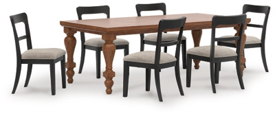 Ashley Chadworth Brown Black Dining Table and 6 Chairs D824/06(6)/55B/55T