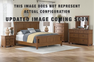 Chadworth Brown California King Poster Bed with Mirrored Dresser