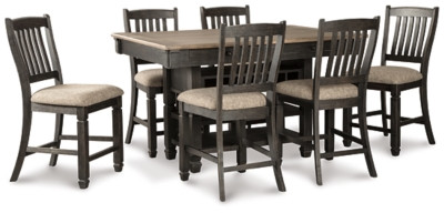 Tyler Creek Black Gray Counter Height Dining Table and 6 Barstools