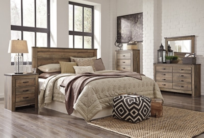 Ashley Trinell Brown King/California King Panel Headboard with Dresser, Chest and 2 Nightstands
