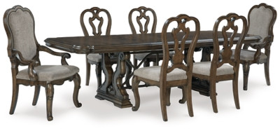 Maylee Dark Brown Dining Table and 6 Chairs D947/55B/55T/01(4)/01A(2)