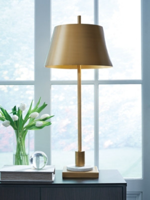 Ashley Fritzburn Gold Finish White Table Lamp