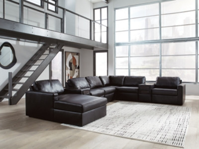 Ashley Modmax II Black 8-Piece Sectional with Chaise and Audio Consoles