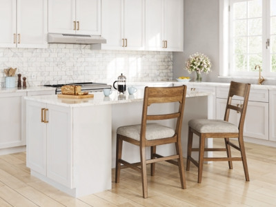 Ashley Cabalynn Oatmeal Light Brown Counter Height Barstool (Set of 2)