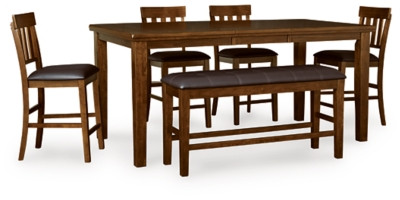 Ralene Medium Brown Counter Height Dining Table and 4 Barstools and Bench