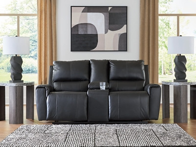 Ashley Danemere Black Reclining Loveseat with Console