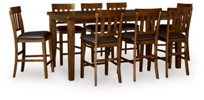 Ashley Ralene Medium Brown Counter Height Dining Table and 8 Barstools