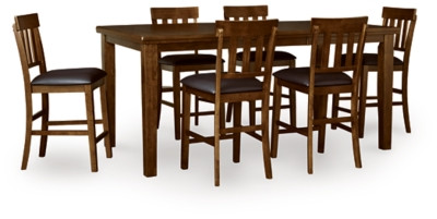 Ashley Ralene Medium Brown Counter Height Dining Table and 6 Barstools