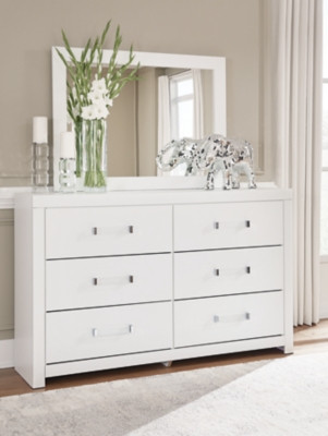 Ashley Raechalla White Dresser and Mirror