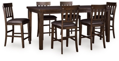 Ashley Haddigan Dark Brown Counter Height Dining Table and 6 Barstools