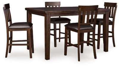 Ashley Haddigan Dark Brown Counter Height Dining Table and 4 Barstools