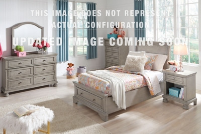 Ashley Lettner Light Gray King Sleigh Bed, Dresser and Chest