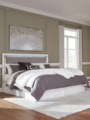 Ashley Raechalla White Gray King Upholstered Panel Headboard