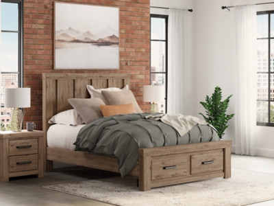Ashley Garistyn Light Brown Queen Panel Storage Bed