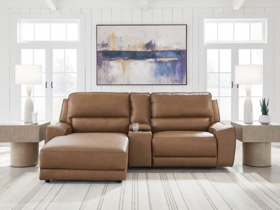 Ashley Silverbrooke Caramel 3-Piece Power Reclining Sectional with Chaise
