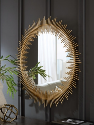Ashley Wainport Gold Finish Accent Mirror