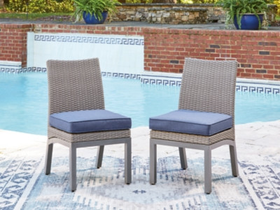 Ashley Dillon Beach Blue Gray Outdoor Side Chair with Cushion (Set of 2)