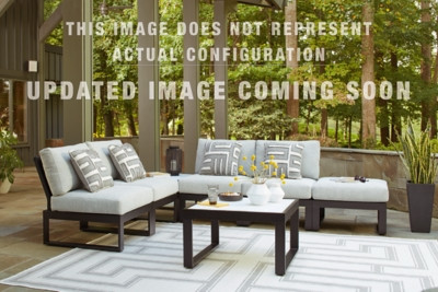 Ashley Beachloft Black Gray 5-Piece Outdoor Sectional with Coffee Table