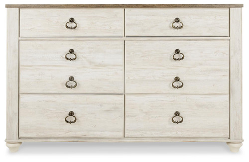 Ashley Willowton Whitewash Queen Panel Bed with Dresser and Nightstand