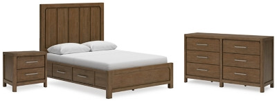 Ashley Cabalynn Light Brown Queen Panel Bed with Dresser and Nightstand