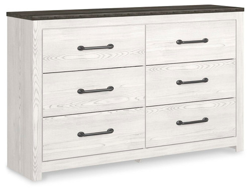 Ashley Gerridan White Gray King Panel Bed with Dresser and 2 Nightstands