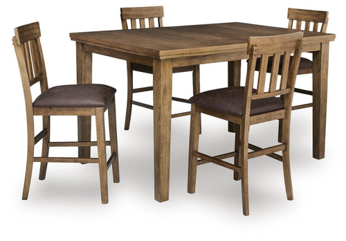 Ashley Broxtyn Light Brown Counter Height Dining Table and 4 Barstools