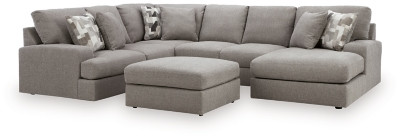 Lindon Smoke 3-Piece Sectional with Chaise and Oversized Accent Ottoman PKG024860