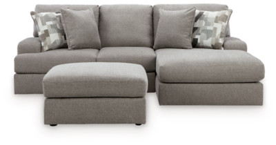 Lindon Smoke 2-Piece Sectional with Chaise and Oversized Accent Ottoman PKG024858