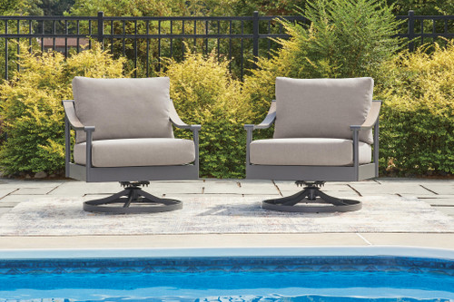 Ashley North Island Gray Outdoor Swivel Lounge with Cushion