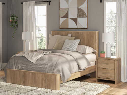 Ashley Dovander Warm Natural Brown Queen Panel Bed