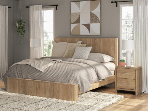 Ashley Dovander Warm Natural Brown King Panel Bed