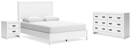 Ashley Binterglen White Queen Panel Bed with Dresser and Nightstand