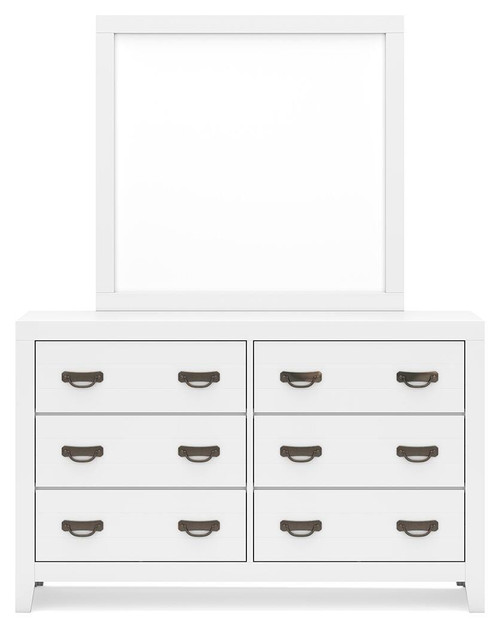 Ashley Binterglen White Queen Panel Bed, Dresser, Mirror and 2 Nightstands