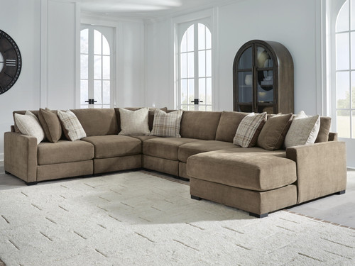Benchcraft Camellia-Court Coffee 6-Piece Sectional with Chaise 68207/17/46(3)/64/77