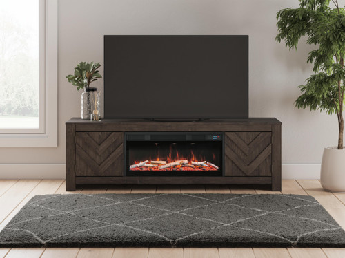Ashley Cayboni Black 71" TV Stand with Electric Fireplace