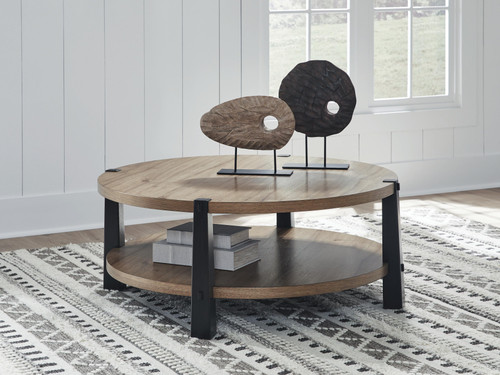 Ashley Ridgester Light Brown Black Coffee Table