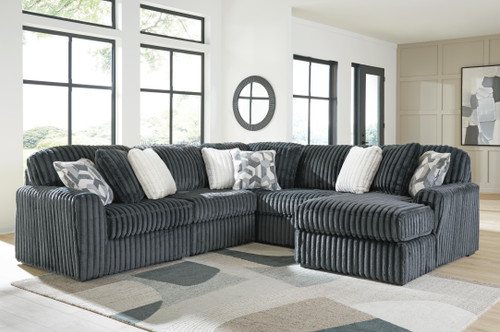 Ashley Midnight-Madness Gunmetal 5-Piece Sectional with Chaise 98105/17/46(2)/64/77