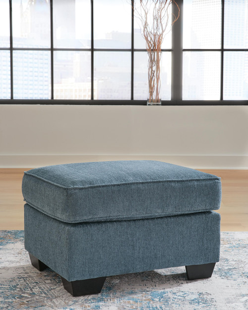 Ashley Cashton Blue Ottoman