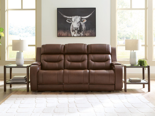 Ashley Dreamer Brown Power Reclining Sofa with Audio Seating