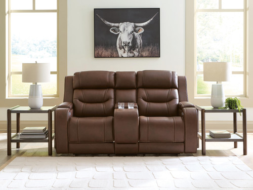 Ashley Dreamer Brown Power Reclining Loveseat with Audio Seating