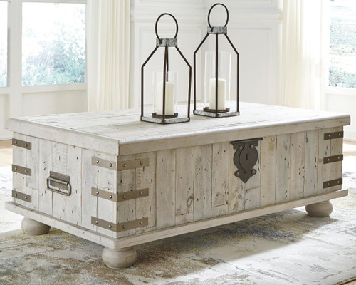 Ashley Carynhurst White Wash Gray Coffee Table with Lift Top