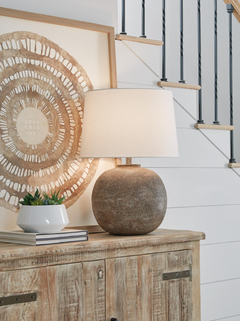 Ashley Neavesboro Antique Brown White Table Lamp
